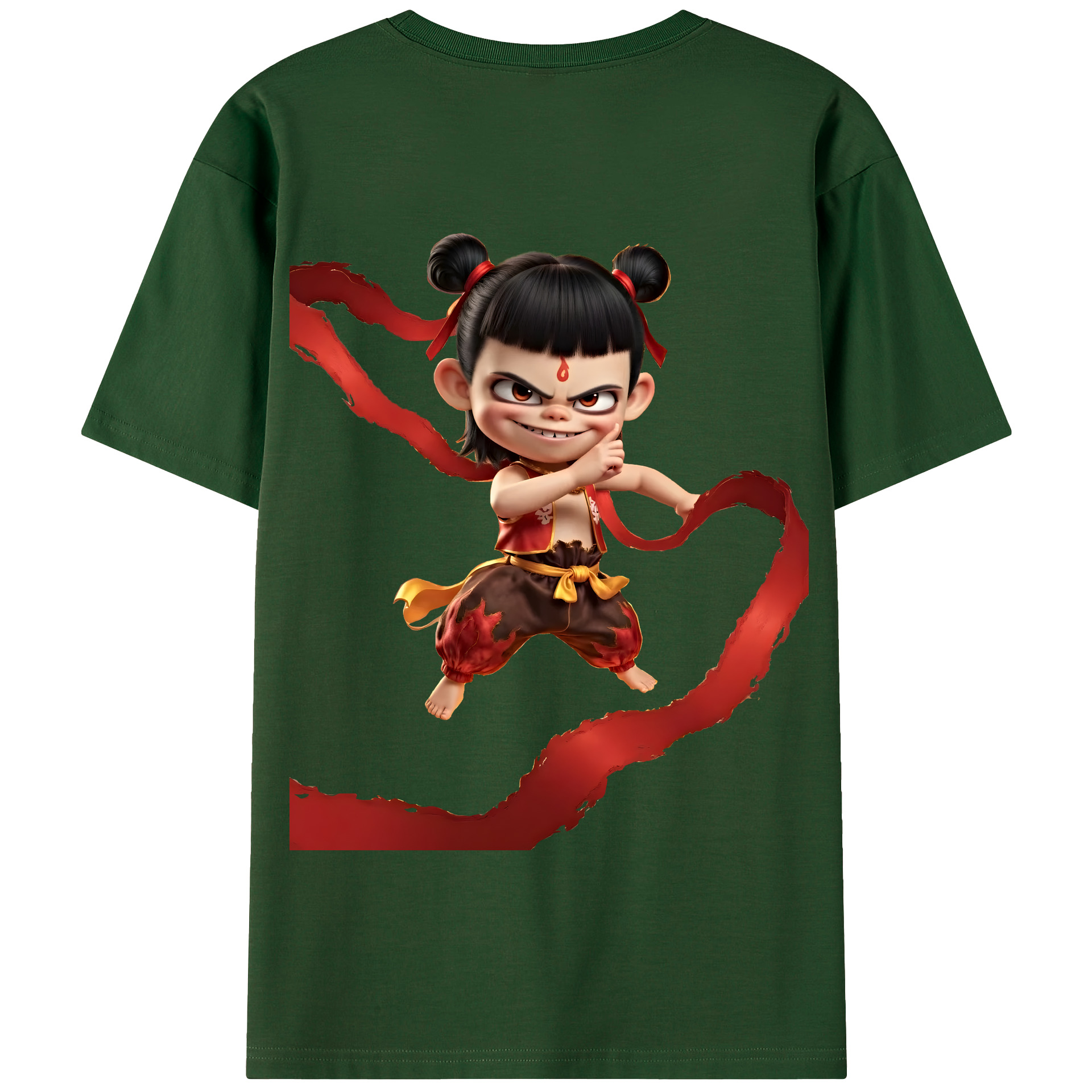 （画像用） Ne Zha 2 ナタ 魔童の大暴れ 綿100％半袖Tシャツ（背面プリント）